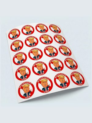 Boycott USA, Trump, Sheet with stickers, vinyl, 20 pcs, Ø4,8 cm