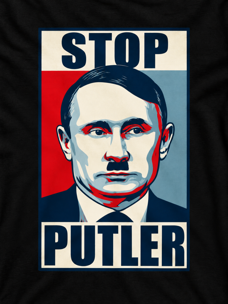Stop Putler Anti Putin motiv på stof i black