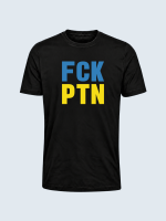T-shirt, FCK PTN, Anti Putin, Støt Ukraine, ensfarvet baggrund T-shirt, FCK PTN, Anti Putin, Støt Ukraine