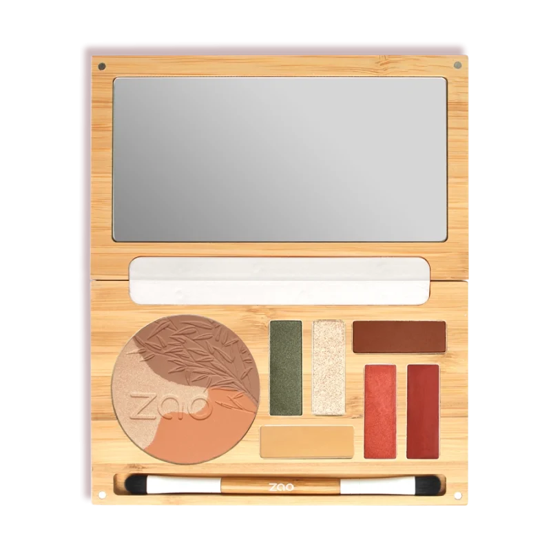 ZAO Terra Toscana palette med spejl, syv makeuprefills og dobbeltpensel